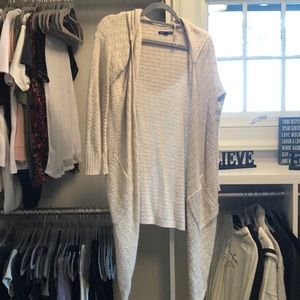 Cream Knitted Hooded Cardigan